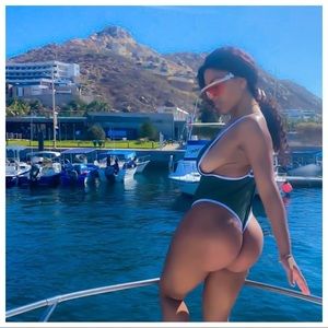 NWT High Cut Deep Plunge Cheeky Thong 1Pc Swimsuit